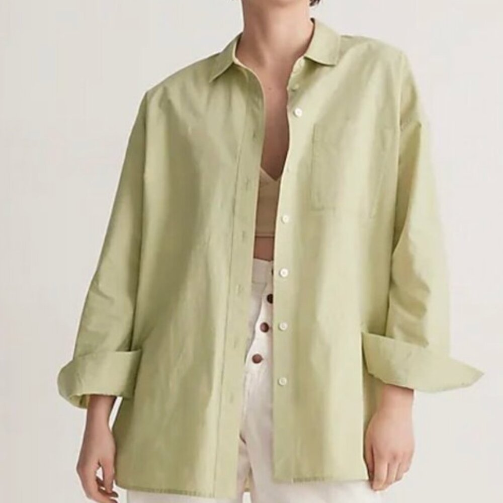 Madewell Signature Poplin Oversized Shirt M Sage